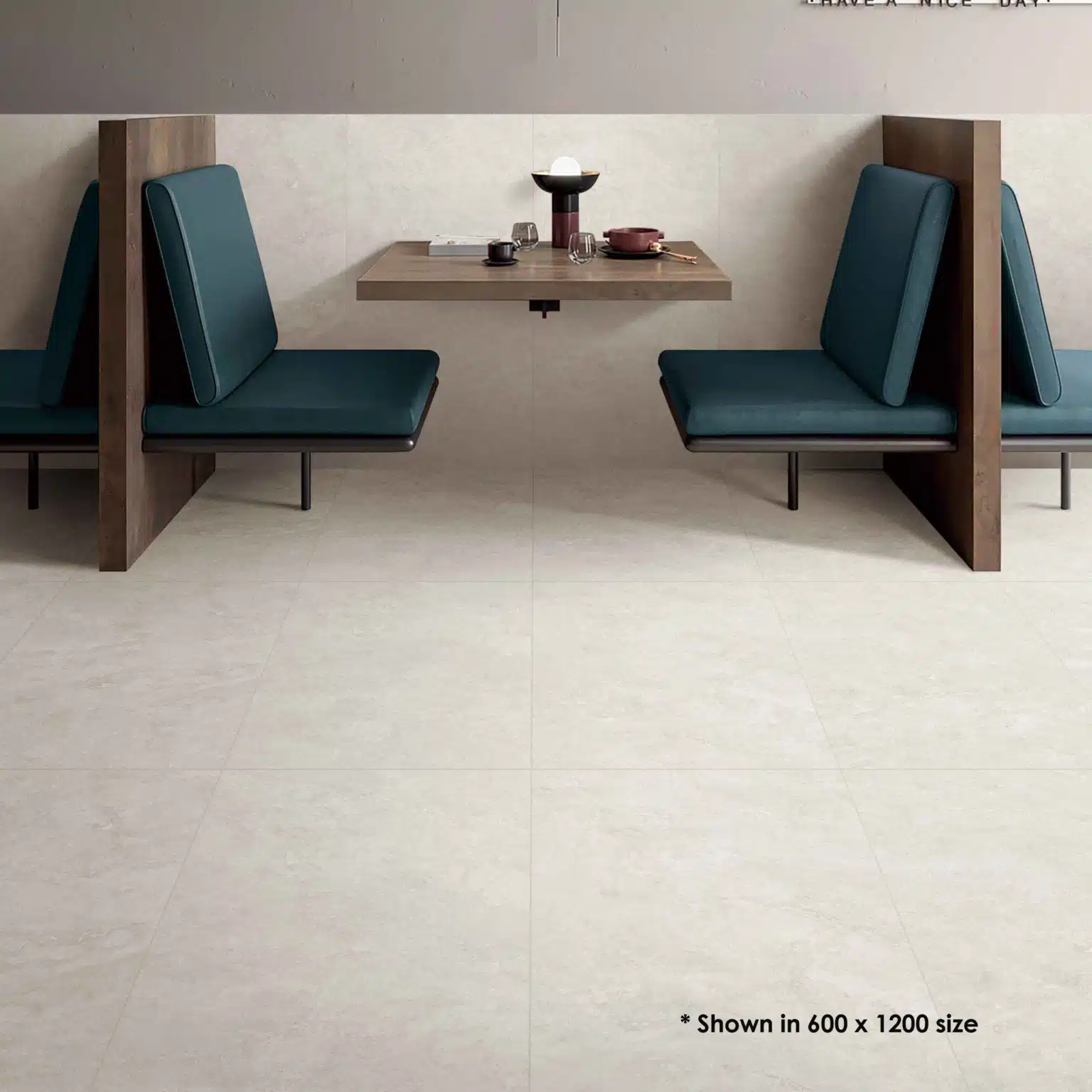 Travertine-look tiles in a modern interior