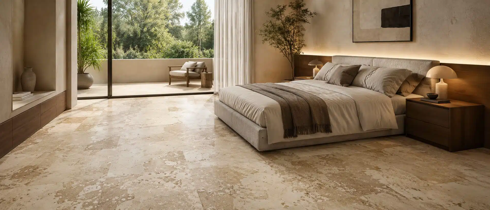 Large porcelain floor tile installation