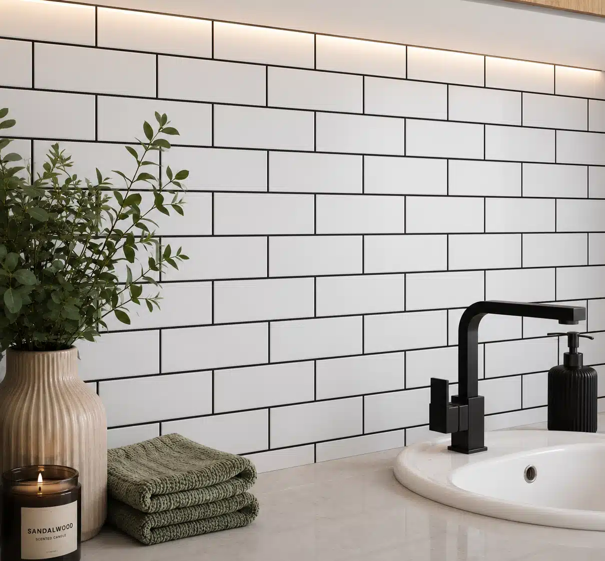 Subway tile wall finish