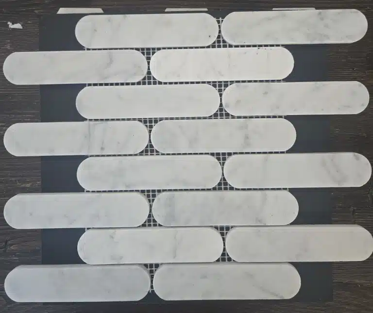 290×300mm Honed Carrara Marble Oblong Mosaic Tile