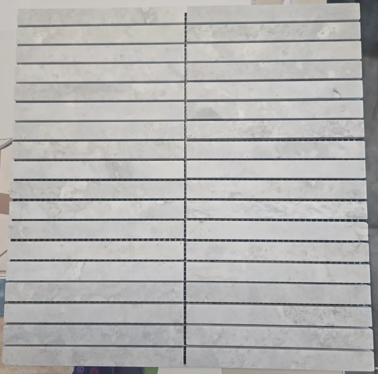 298x304mm Honed Tundra Light Grey Marble Kit Kat Mosaic Tile Tundra Light Grey Honed 298x304mm Marble tile full sheet layout