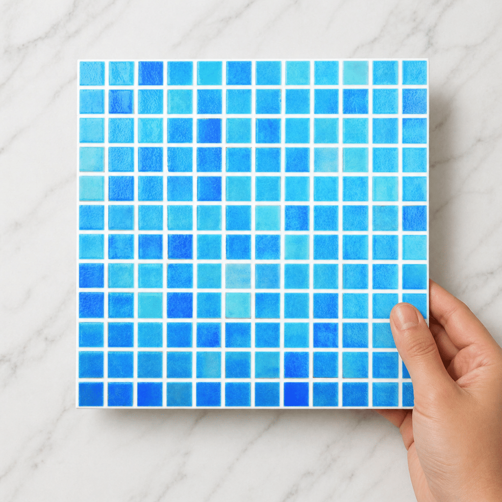 315x315mm Malaga Mid Blue Glass Spanish Pool Mosaic Tile