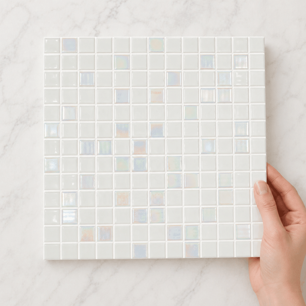 315x315mm Iris White Mix Glass Spanish Pool Mosaic Tile