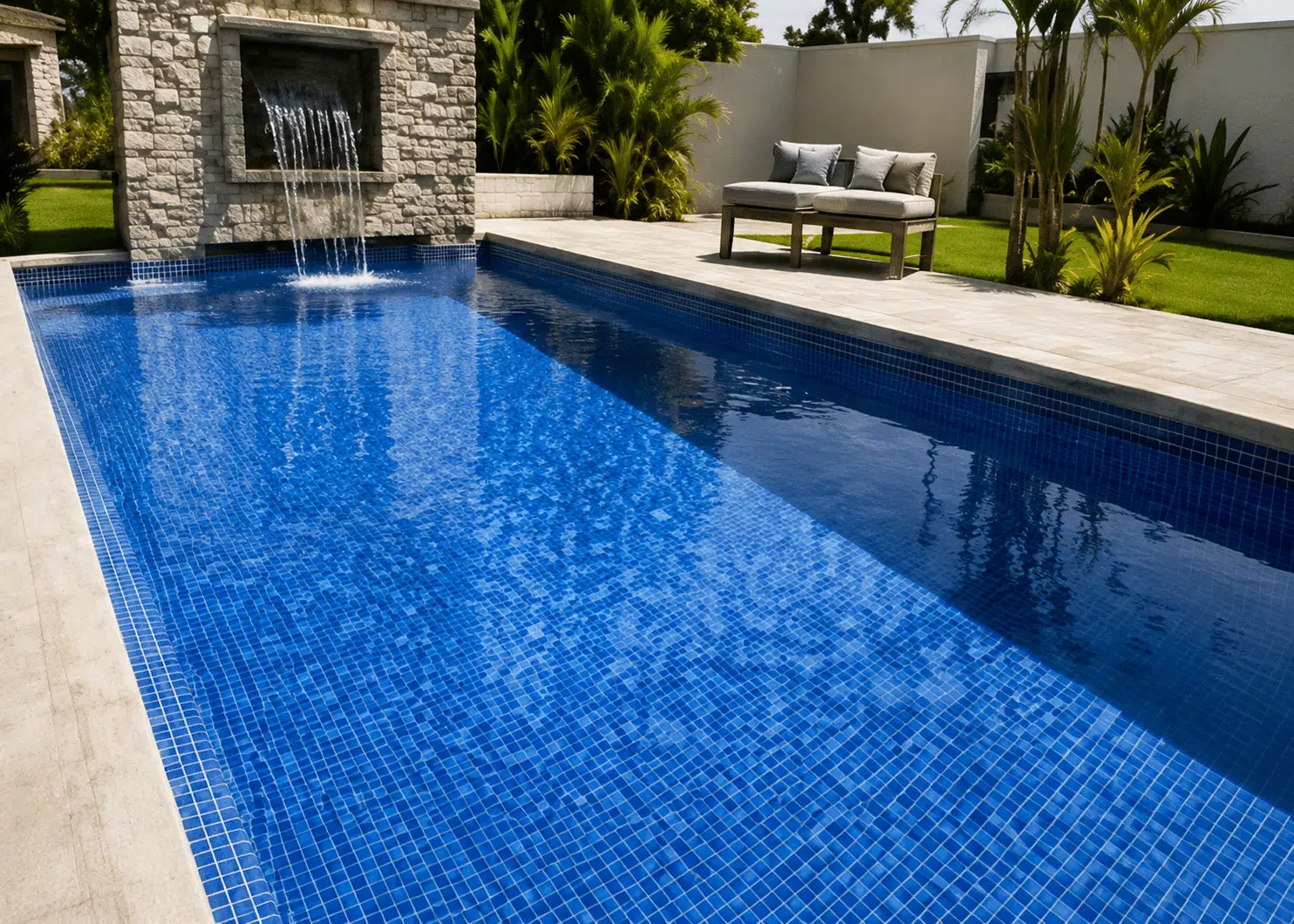 Blue glass mosaic tiles