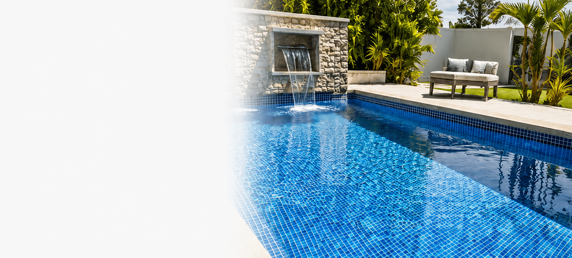 Blue glass mosaic tiled swimming pool
