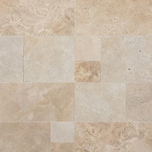 12mm French Pattern Natural Travertine Set Natural Taupe Tumbled 12mm Natural Stone tile