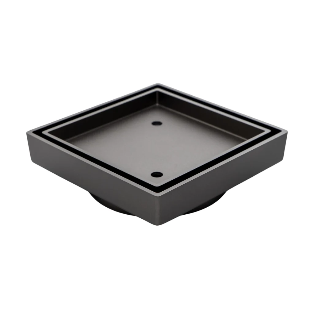 115×115mm Gun Metal Tile Insert Square Floor Waste