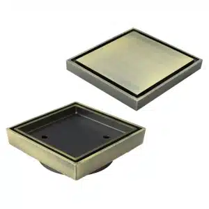 100×100mm Antique Brass 2-in-1 Tile Insert Square Floor Waste