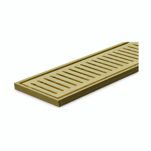 100mm Wide × 21mm Deep DTA Hayman Brushed Gold Aluminium Slotted Grate Linear Drain