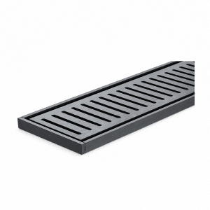 100mm Wide × 21mm Deep DTA Hayman Brushed Gunmetal Aluminium Slotted Grate Linear Drain