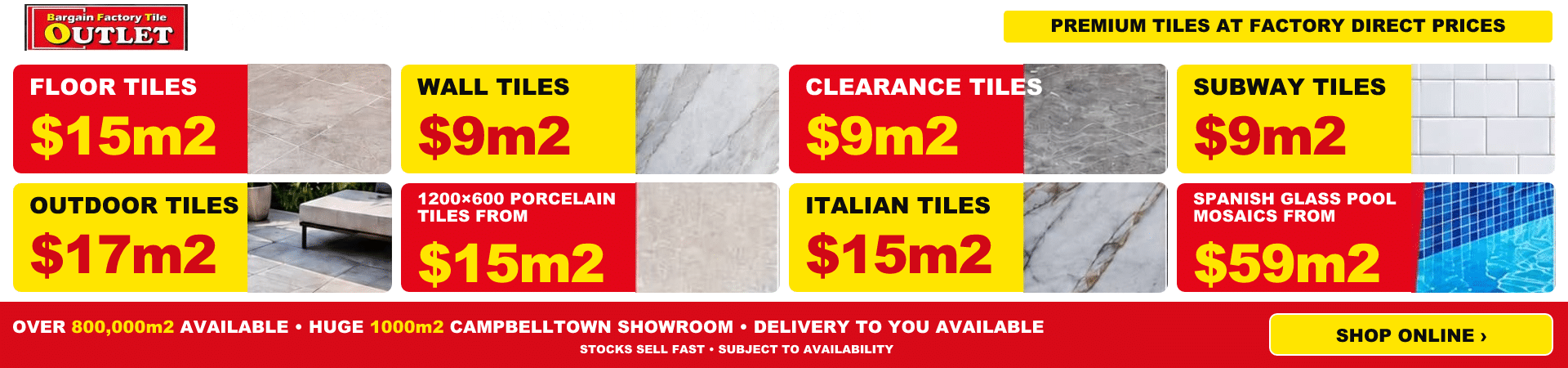 Bargain Factory Tile Outlet tile prices and offers
